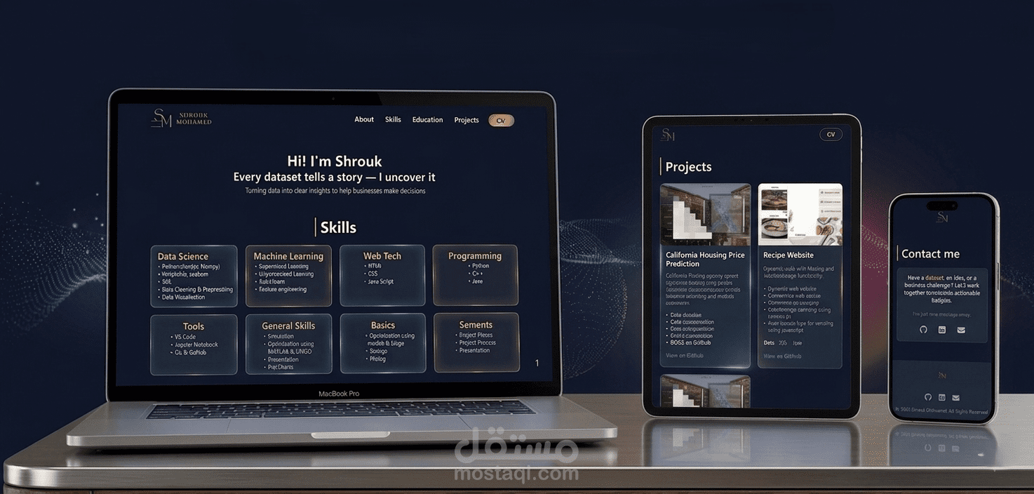 تصميم وتطوير موقع Portfolio شخصي احترافي ومتجاوب