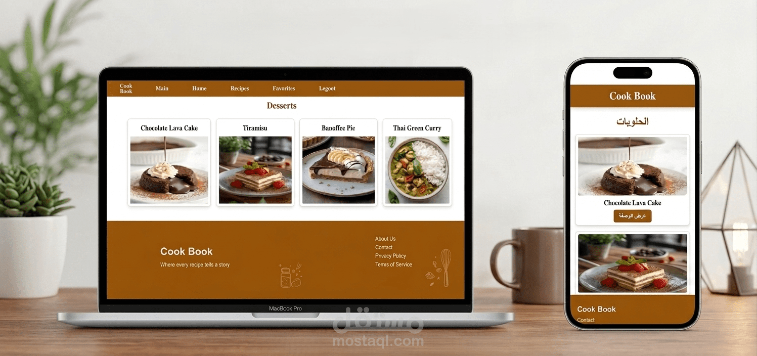 تصميم وتطوير موقع Recipe Finder للبحث عن الوصفات