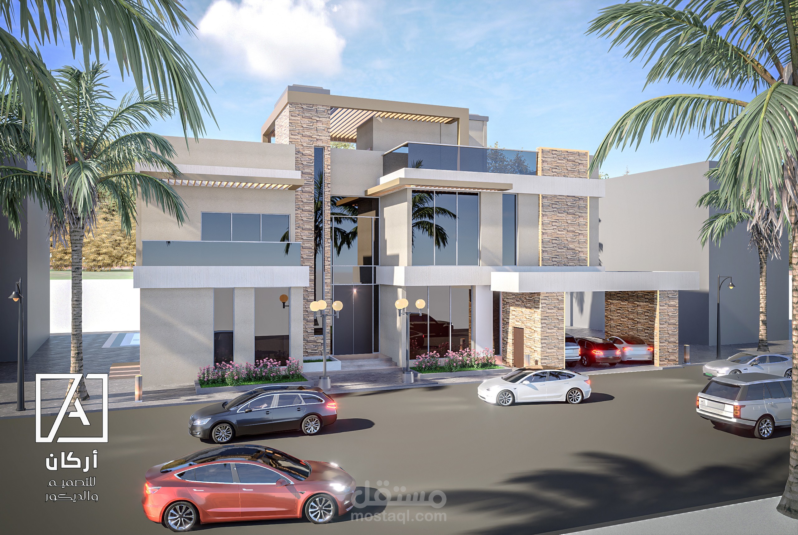 تصميم فيلا عصرية متكاملة – واجهات خارجية وديكور داخلي (Modern Villa Design)