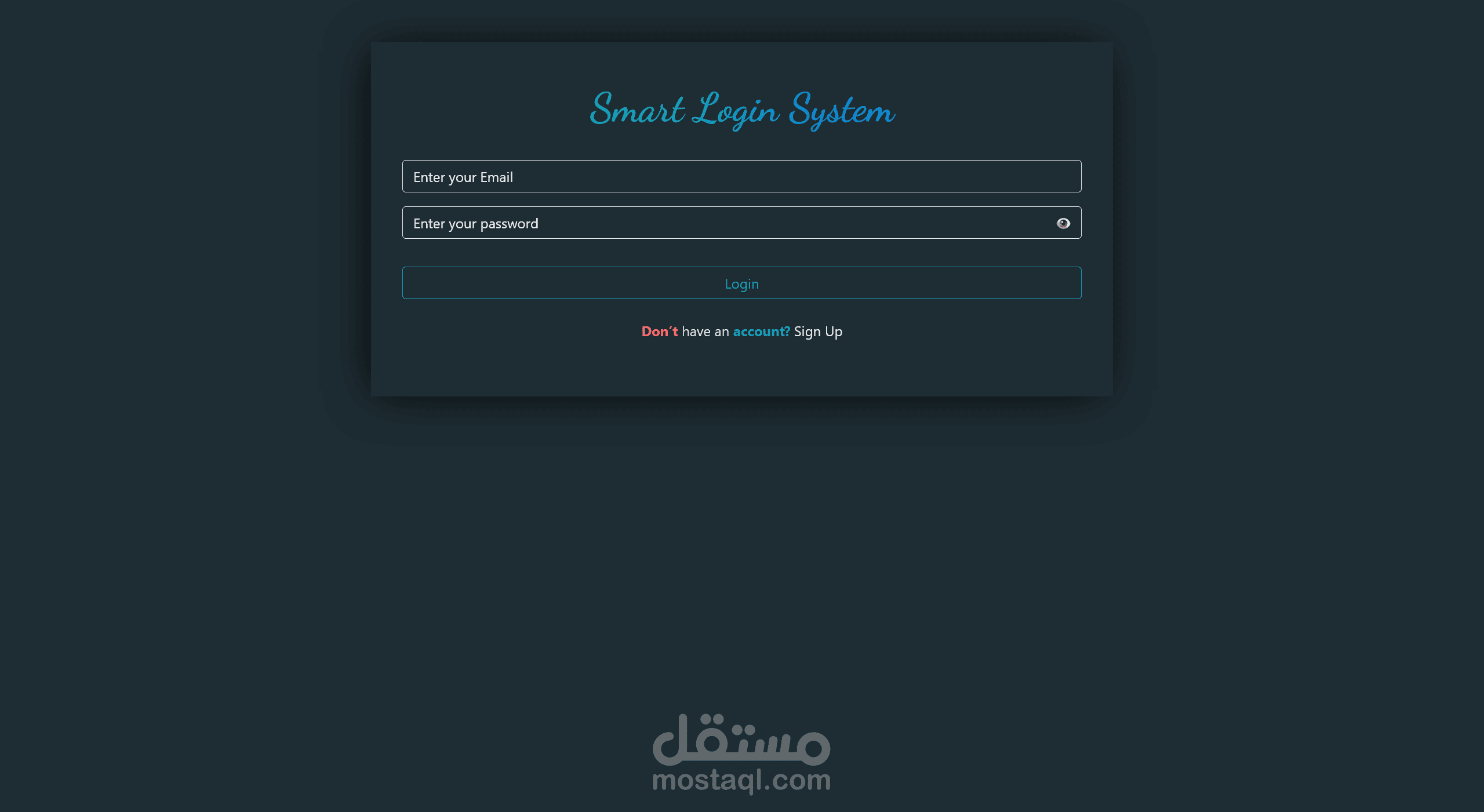 Smart Login System – نظام مصادقة ذكي باستخدام HTML, CSS, و JavaScript