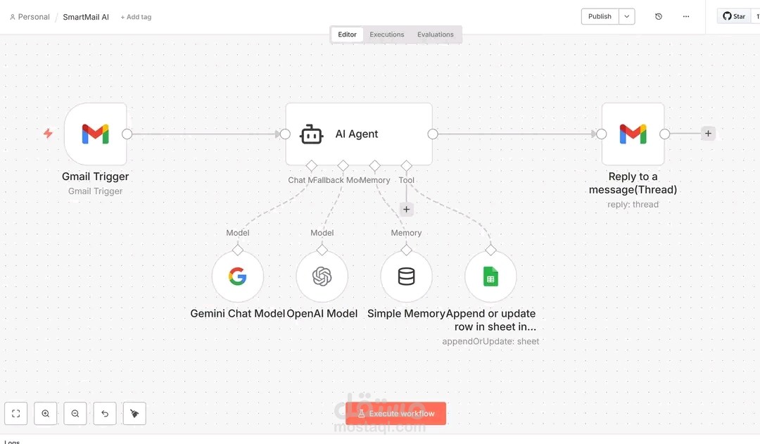 وكيل ذكاء اصطناعي لأتمتة الرد الذكي على بريد Gmail