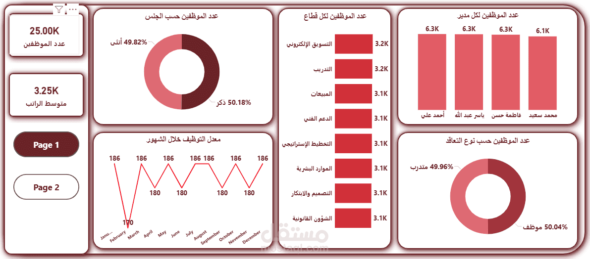 داش بورد الموارد البشرية