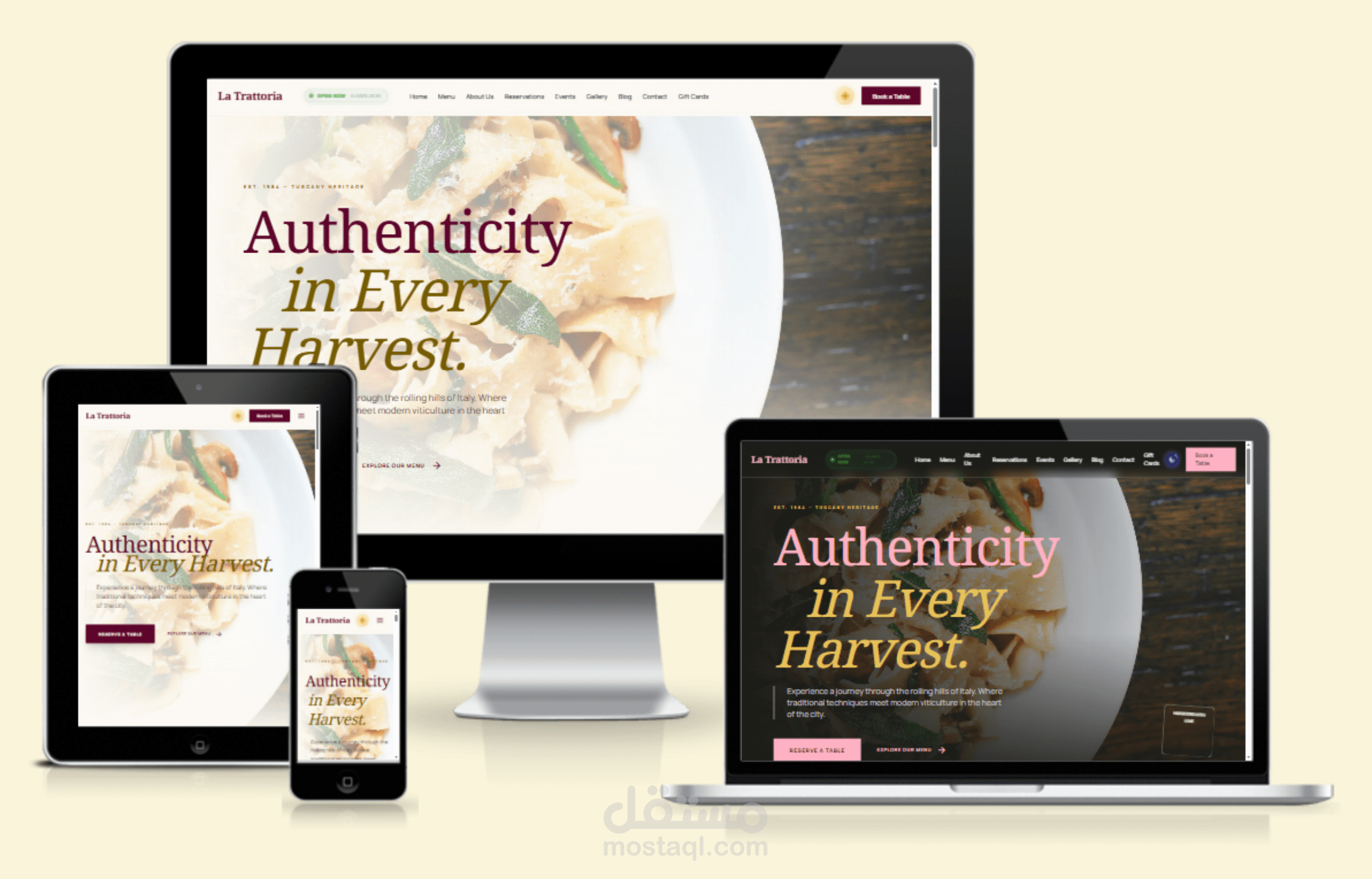 تطوير نظام متكامل لمطعم إيطالي فاخر باستخدام Next.js 14 - يدعم الحجز المباشر، الدفع الإلكتروني عبر Stripe، ونظام إشعارات بريدية للعملاء والإدارة.