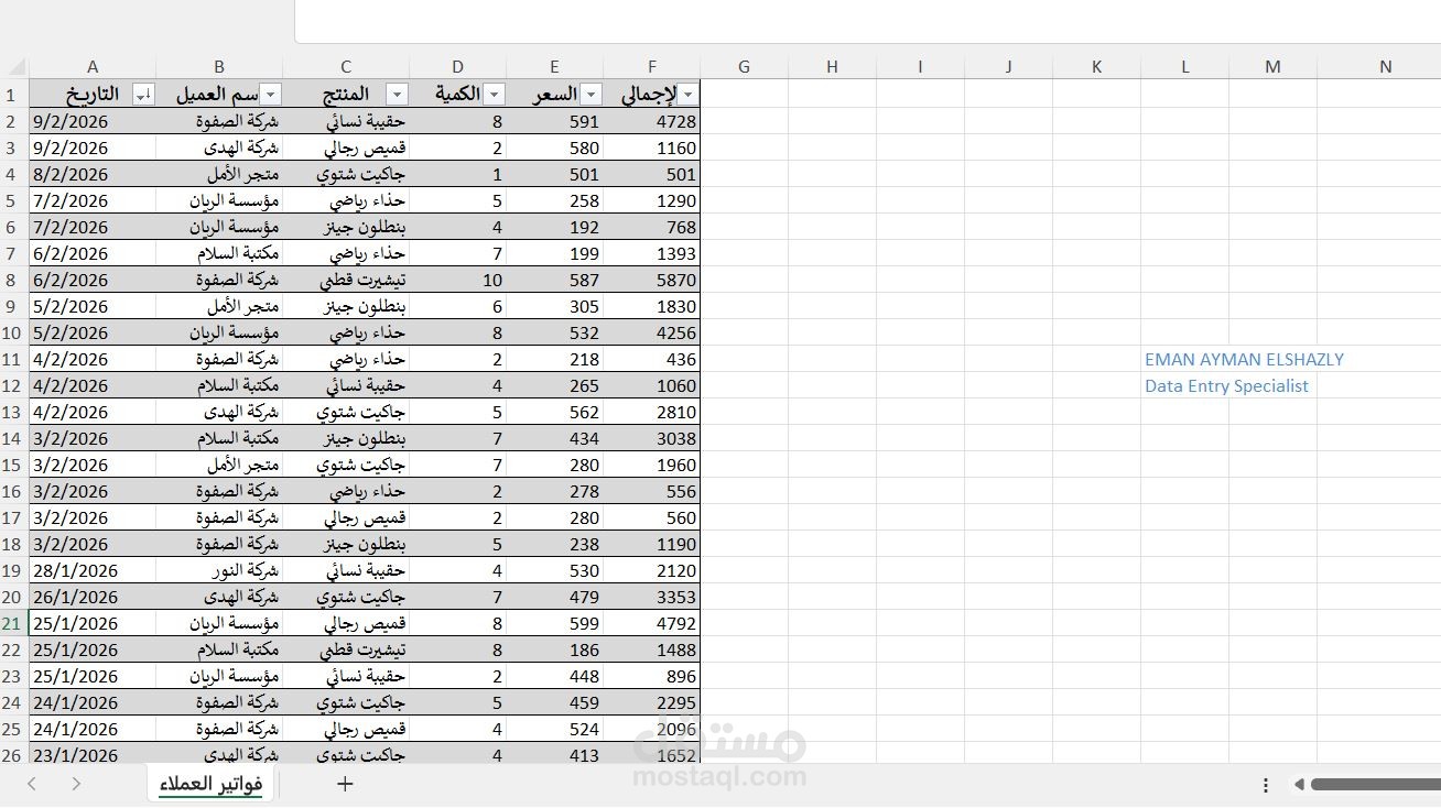 تنظيم بيانات ومصروفات في Excel بدقة عالية