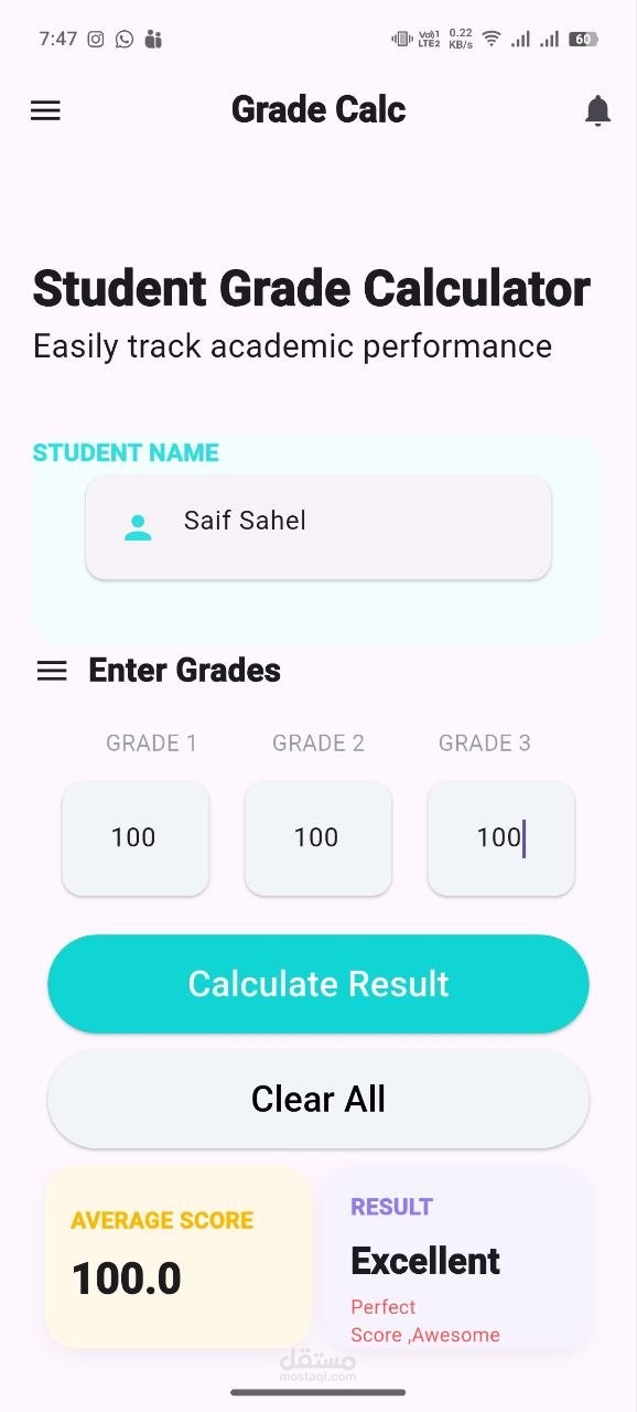 Grades Calculator App