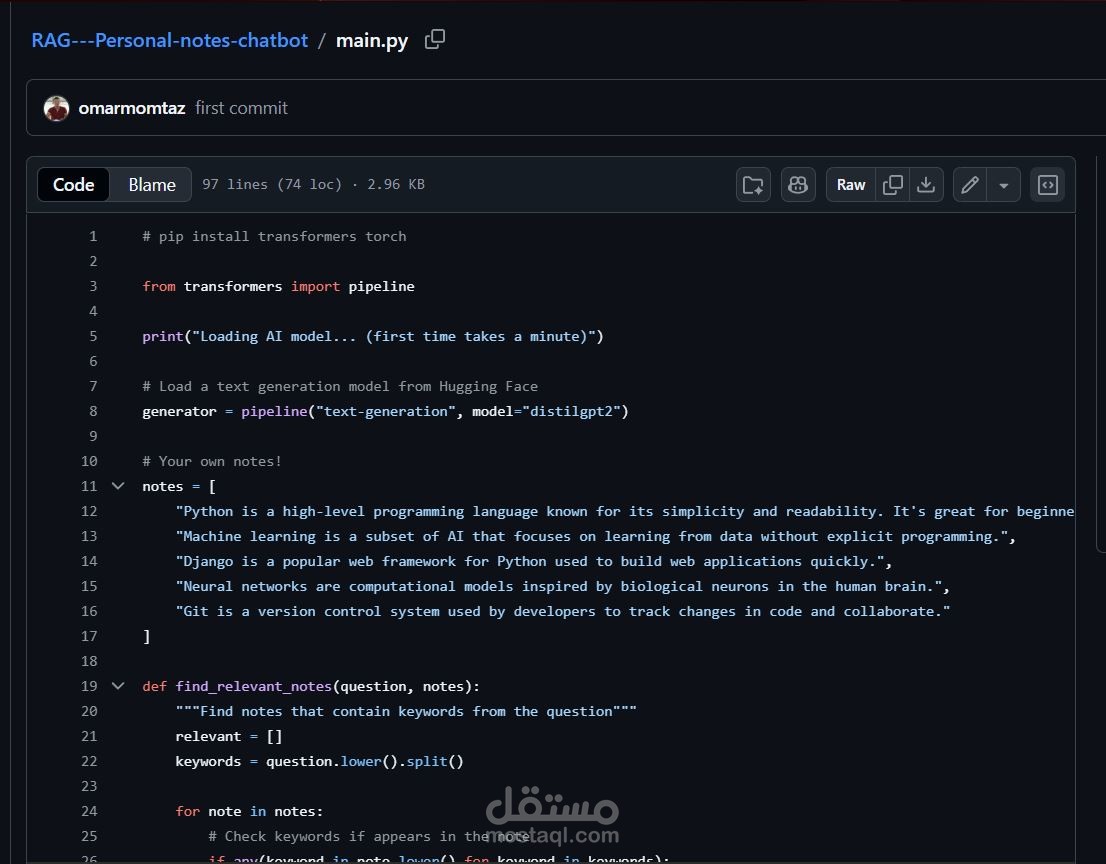 RAG - Personal notes chatbot