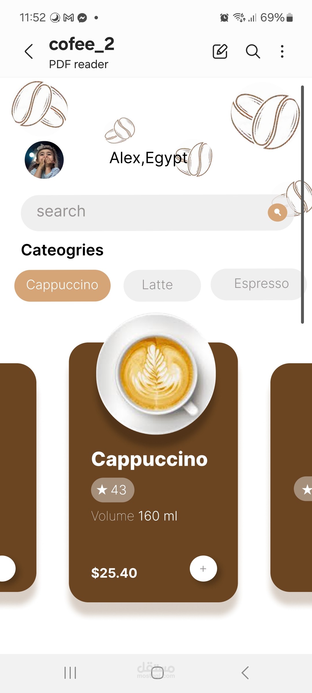 Ui for Coffee mobile application