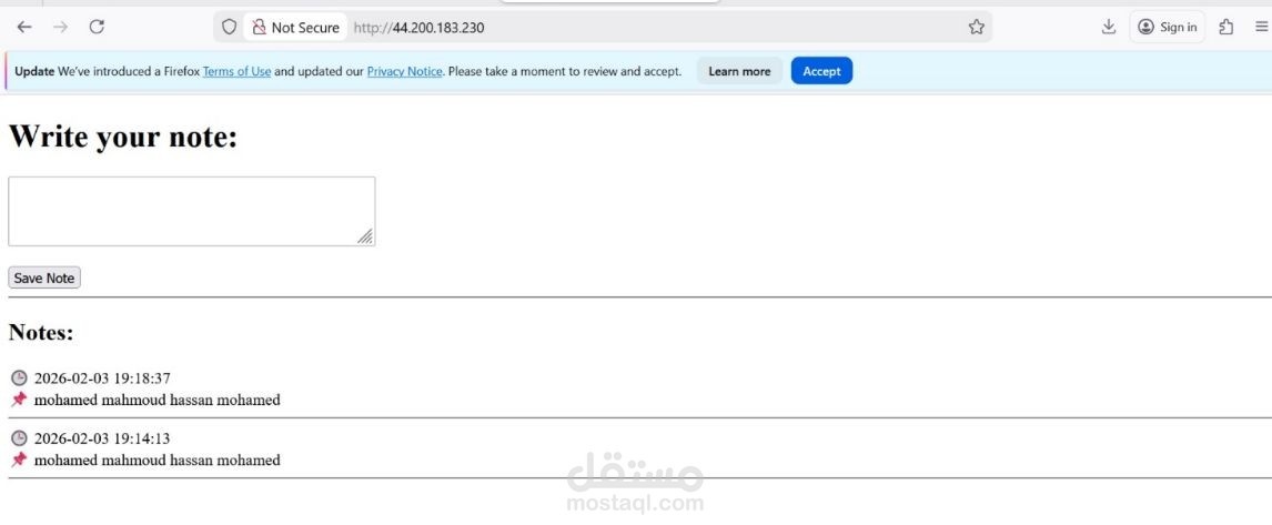 Deploying a Note-Taking Web Application on AWS EC2