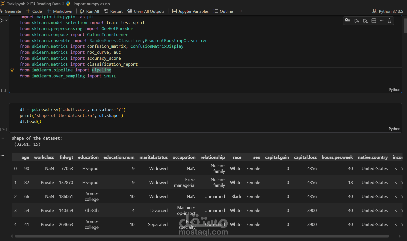 نموذج Machine Learning للتنبؤ بالدخل