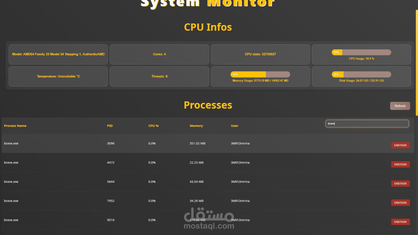كيفية إدارة المهام في الجهاز والتحكم بها