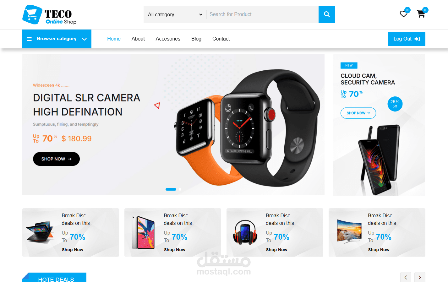 متجر إلكتروني حديث باستخدام React.js مع نظام سلة مشتريات كامل