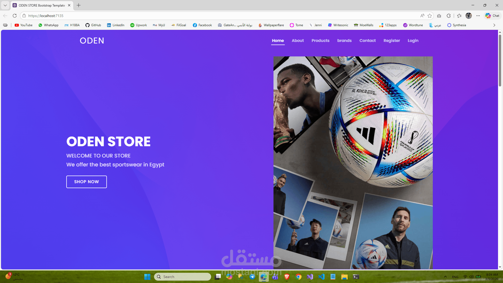 متجر إلكتروني لبيع الملابس الرياضية باستخدام ASP.NET Core باسم Oden Store
