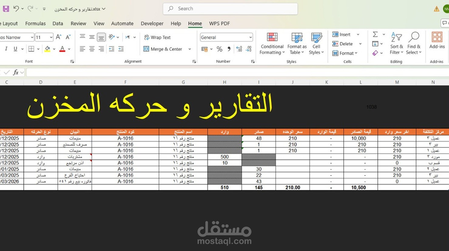 نظام تحليل المخزون وإدارة التكاليف