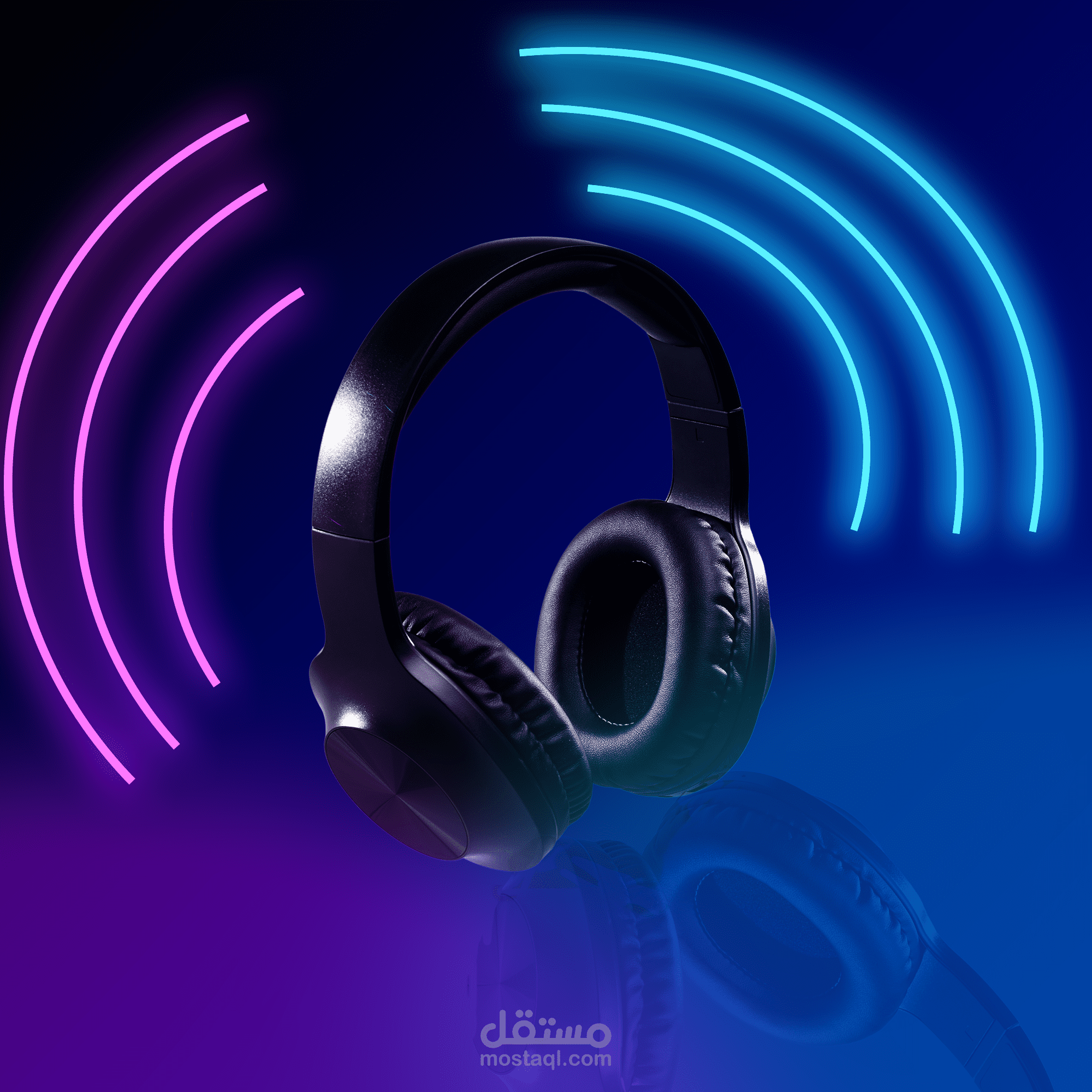 بوستر ترويجي إبداعي بتأثيرات النيون والإضاءة السينمائية