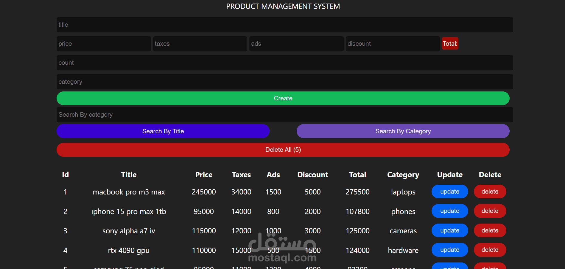 نظام إدارة منتجات متكامل.