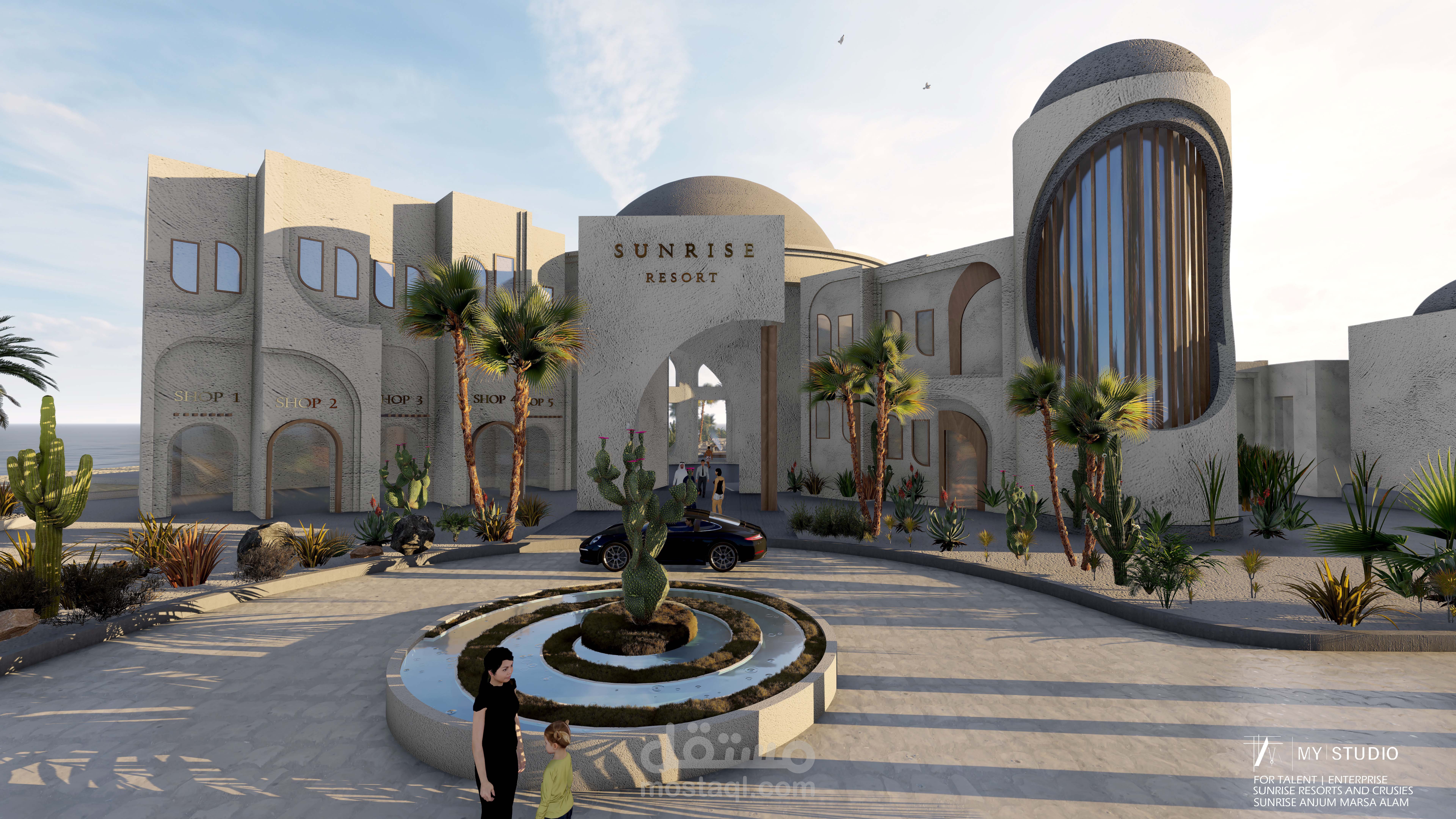 تطوير وتجديد شامل للواجهات والمناطق الخارجية لفندق سياحي بشرم الشيخ