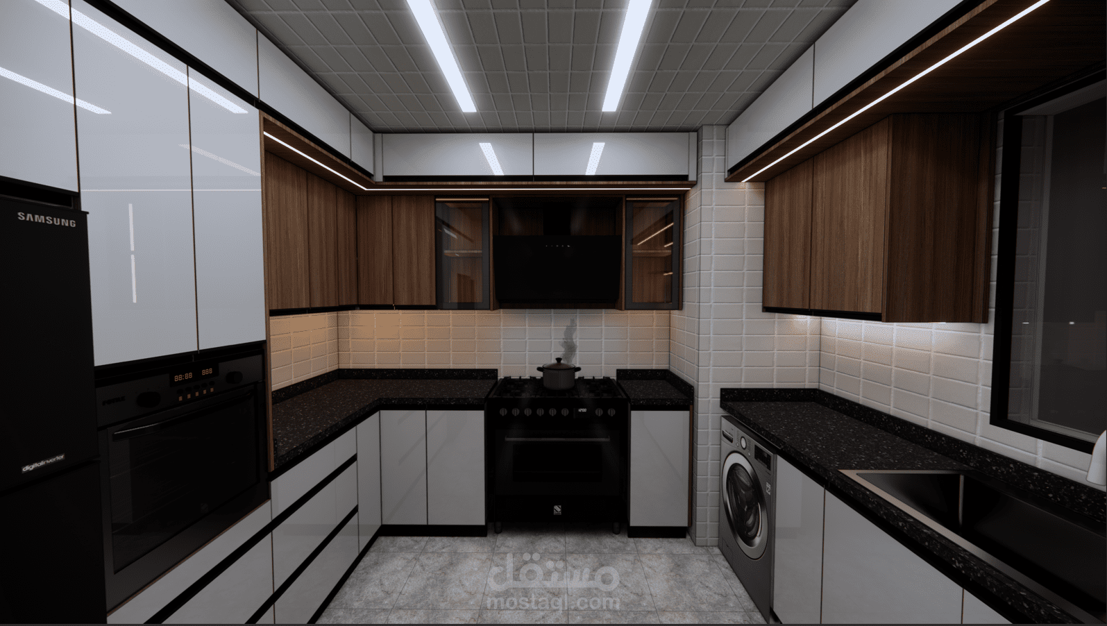 تصميم مطابخ حسب المقاس3D  أصمم مطبخك حسب المساحة والمقاسات التي توفرها