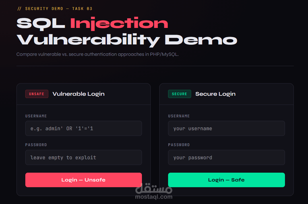 login page securty from sql injection