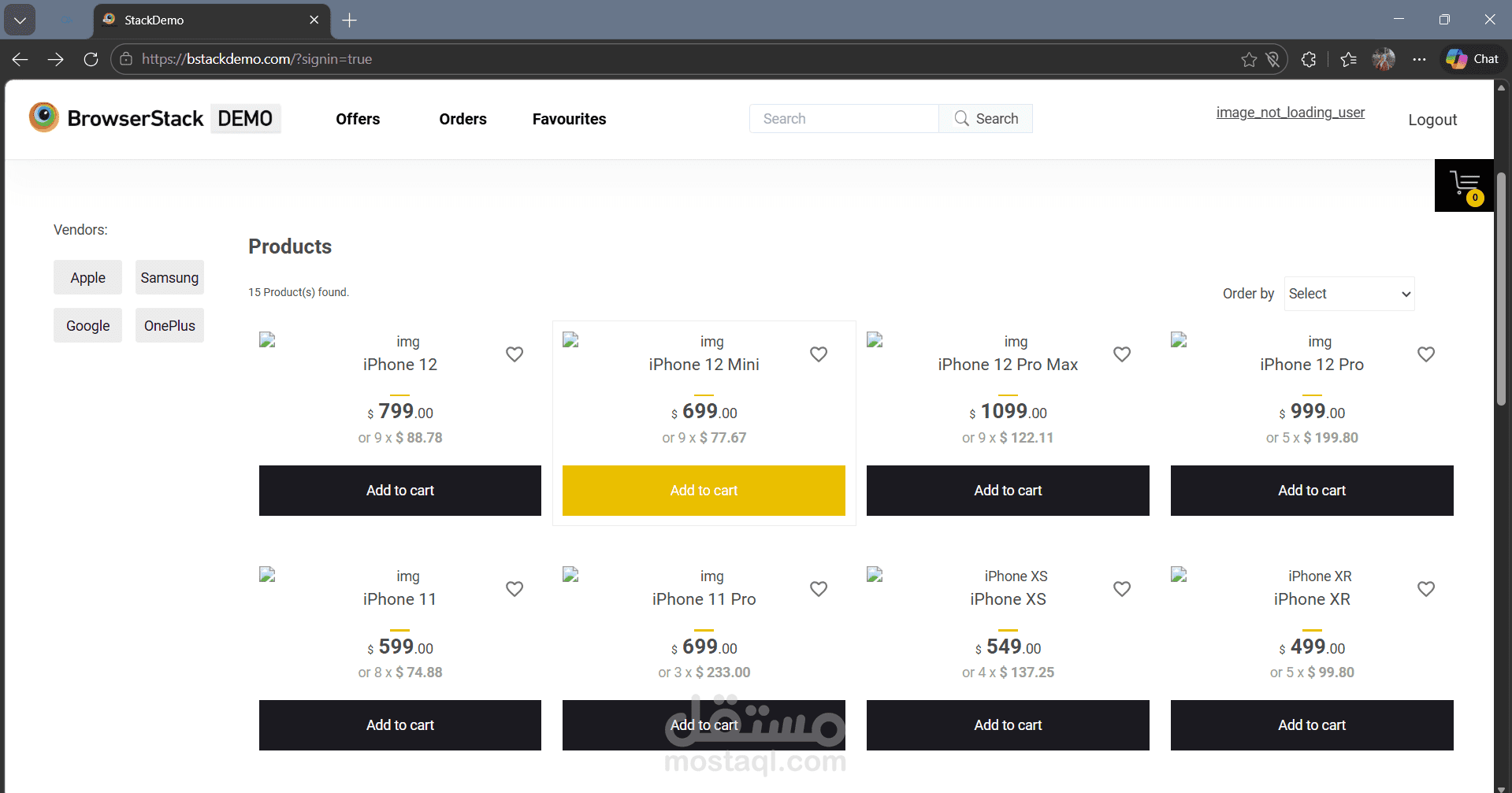 stack demo manual testing