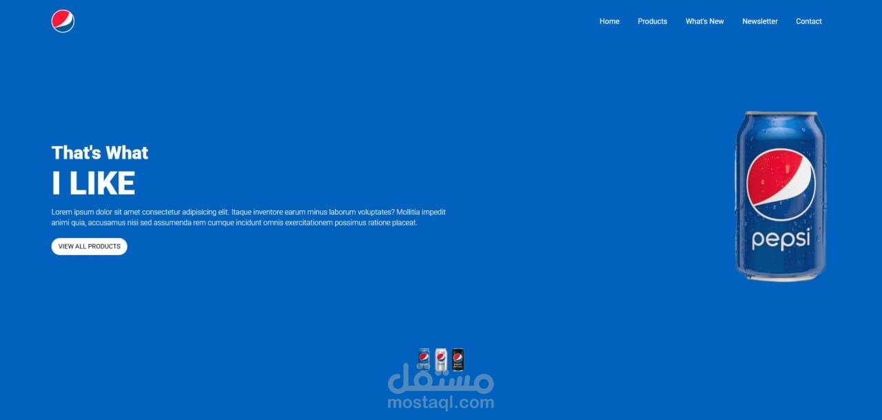 تصميم واجهة مستخدم (Landing Page) تفاعلية لعلامة تجارية "Pepsi"