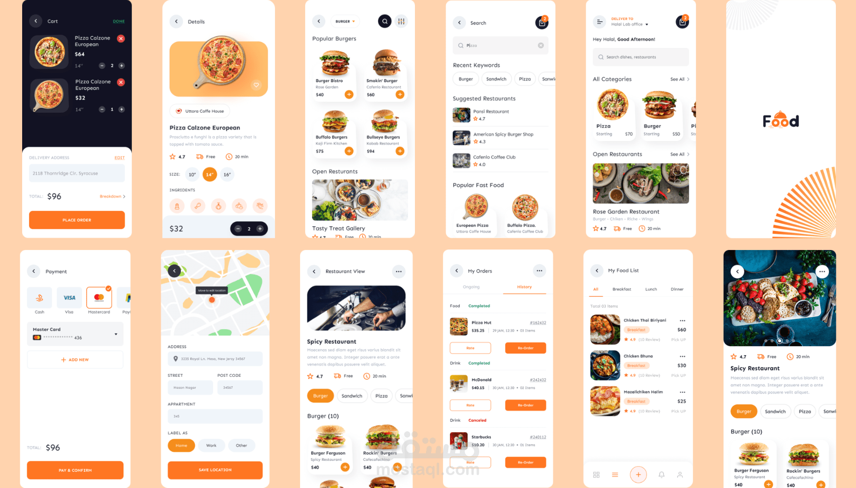 تصميم واجهات وتجربة مستخدم لتطبيق توصيل طعام احترافي UI/UX