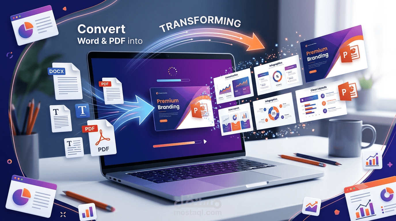 تصميم وعمل عروض بوربوينت احترافية من ملفات PDF و Word