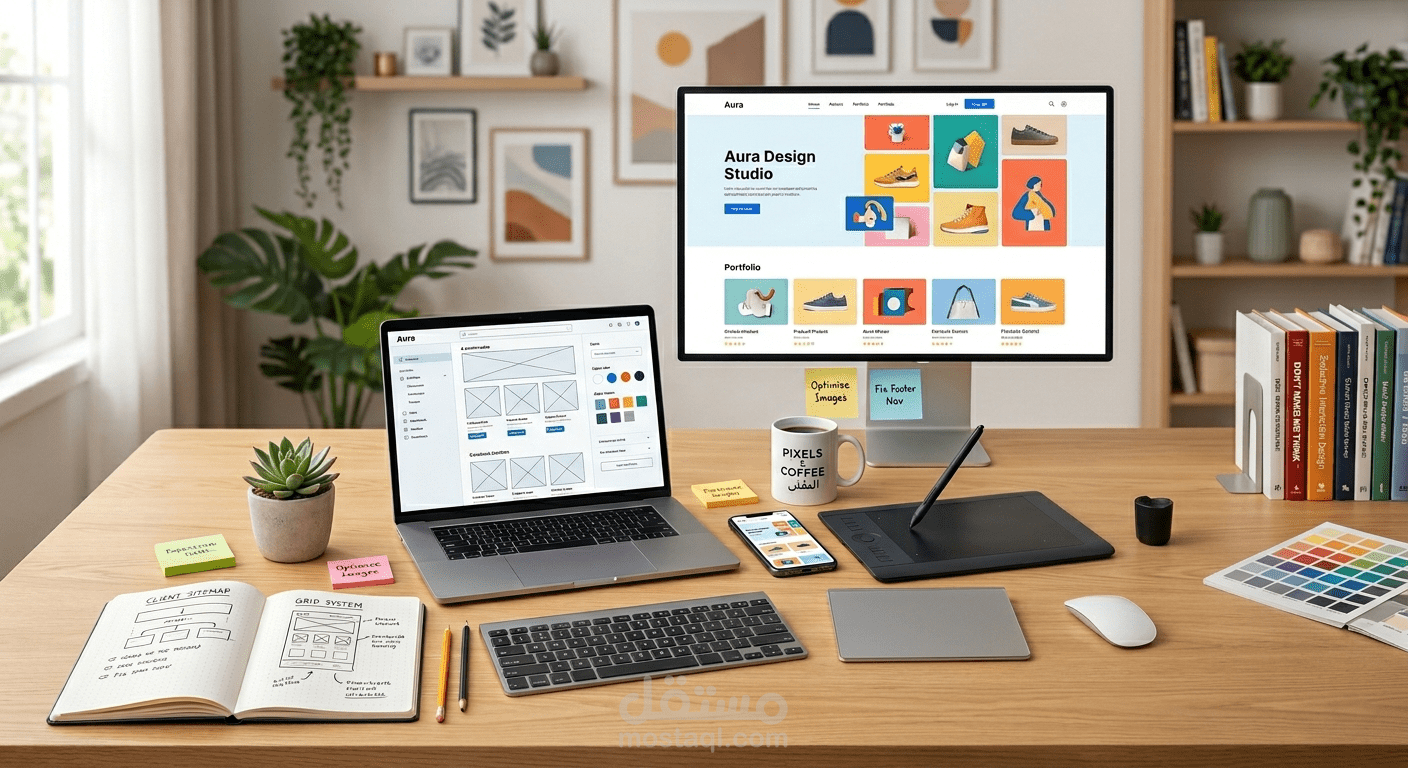تصميم واجهات ويبسايت وتطبيقات (UI/UX) وشعارات احترافية باستخدام