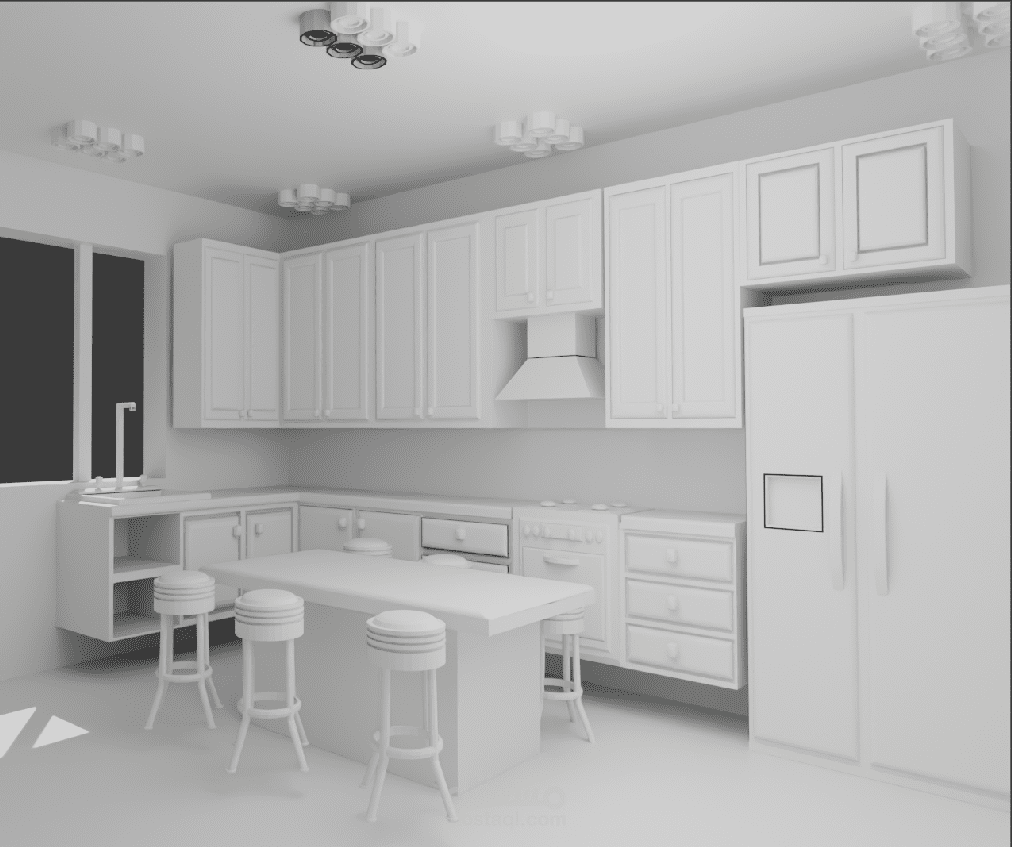 تصميم داخلي لمطبخ مودرن (Architectural Modeling) باستخدام Blender