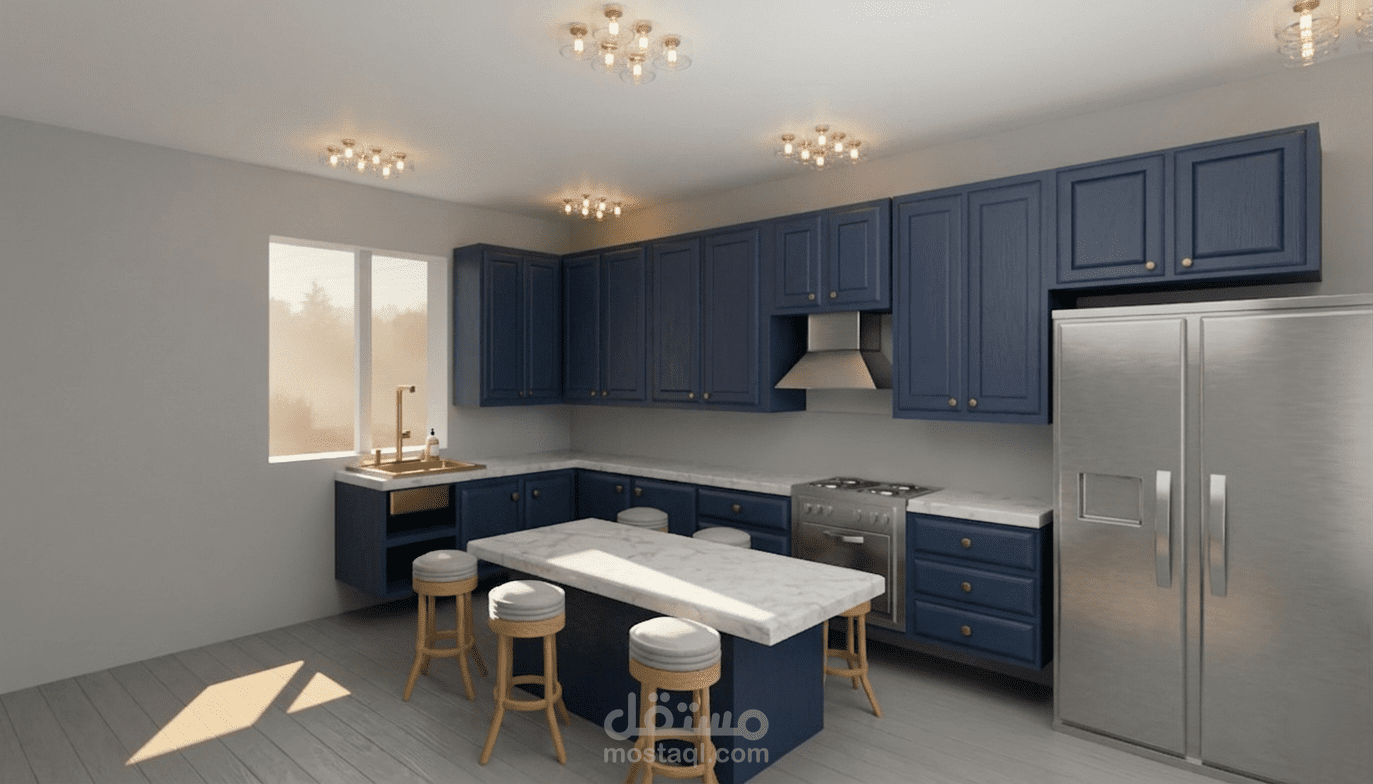 تصميم داخلي لمطبخ مودرن (Architectural Modeling) باستخدام Blender