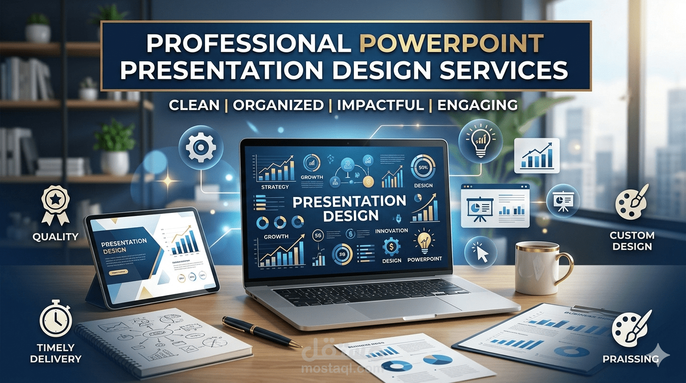 تصميم عروض تقديمية احترافية (PowerPoint Presentation) بشكل جذاب ومنظم