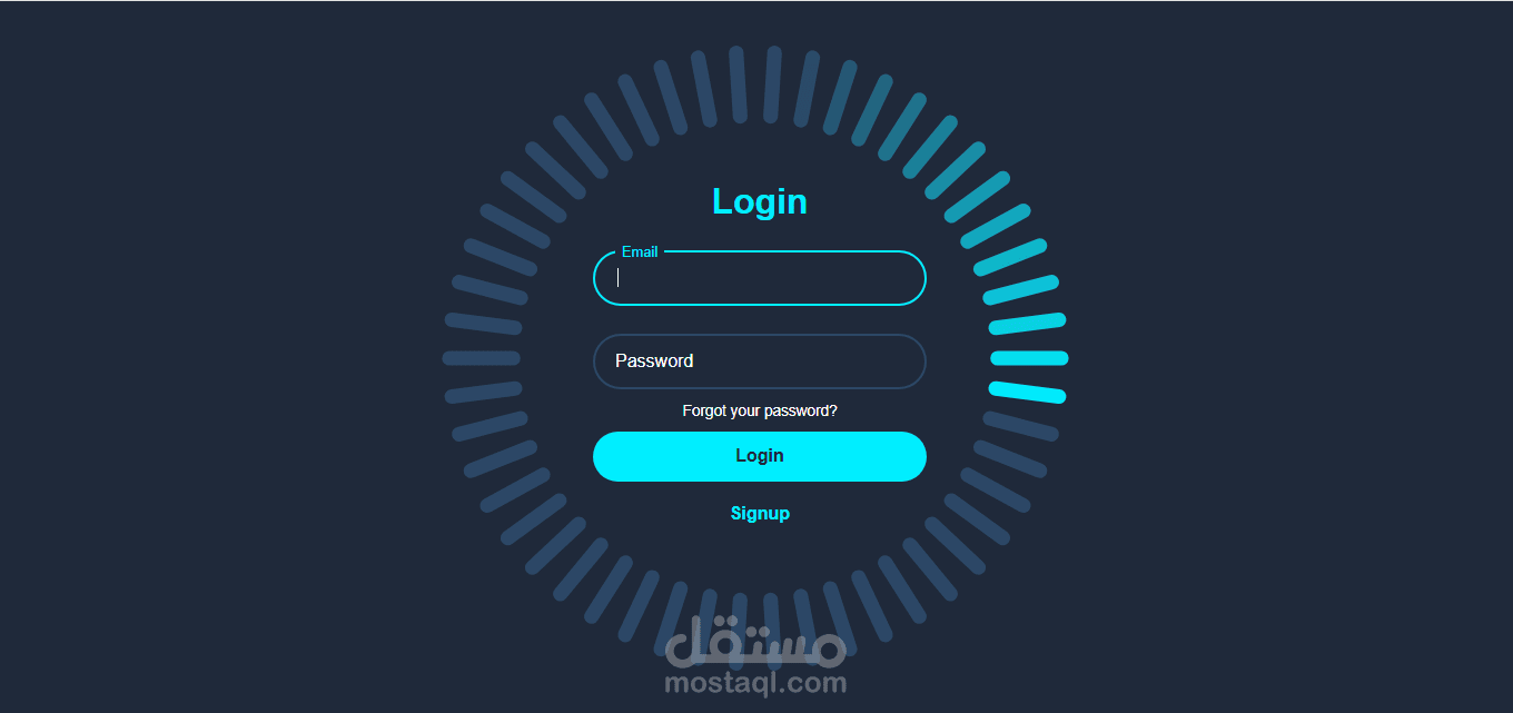 واجهة تسجيل دخول متفاعلة مع حلقة إضاءة متحركة (Animated Login Form)