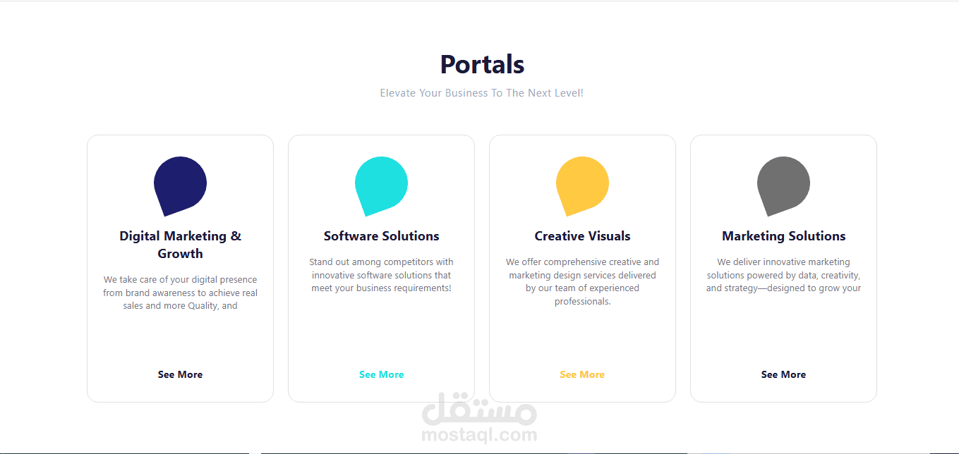 تصميم وتطوير واجهة مستخدم تفاعلية (Portals UI) لشركات الخدمات الرقمية