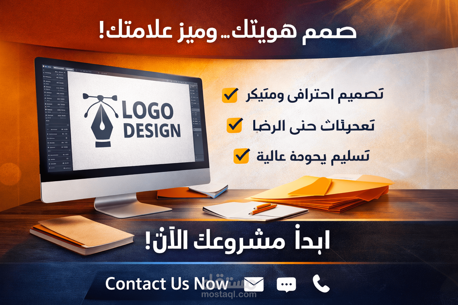 إعلان احترافي لمكتب تصميم لوجهات