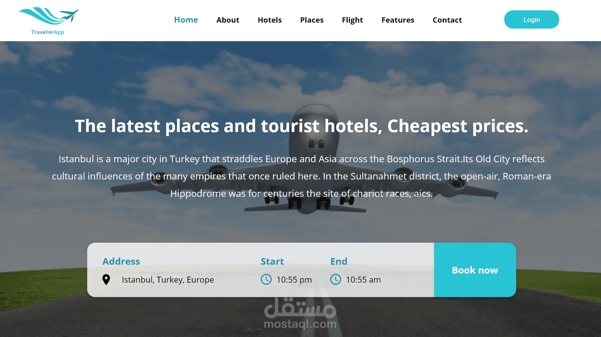 تصميم واجهة موقع حجز رحلات وفنادق – TravellerApp