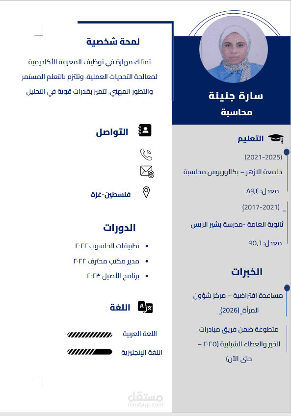 تصميم CV احترافي منظم وجذاب بصيغة PDF وWord
