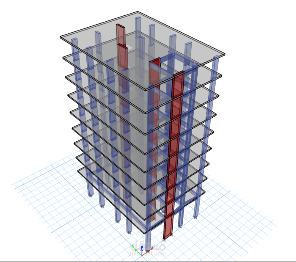 تحليل وتصميم إنشائي شامل لمبنى سكني مكون من 9 طوابق باستخدام ETABS و SAFE مع إعداد حصر الكميات والرسومات التنفيذية