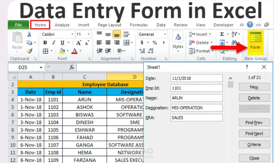(data entry )excel
