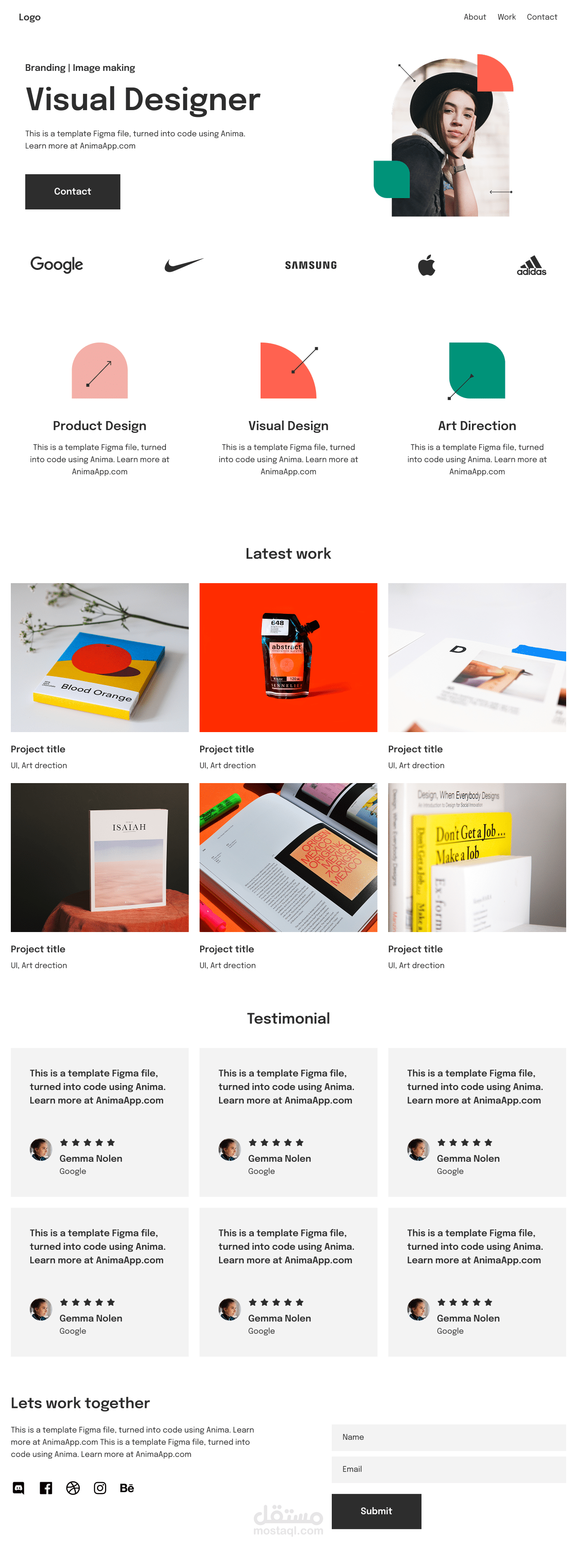 تحويل تصميم Figma إلى موقع ويب متكامل (Visual Designer Portfolio)