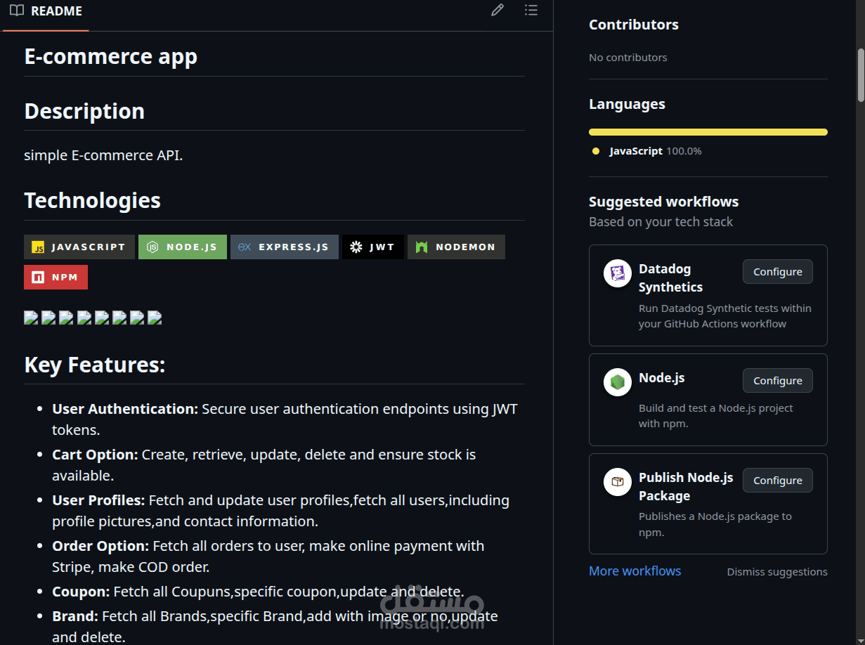 E-commerce with node js