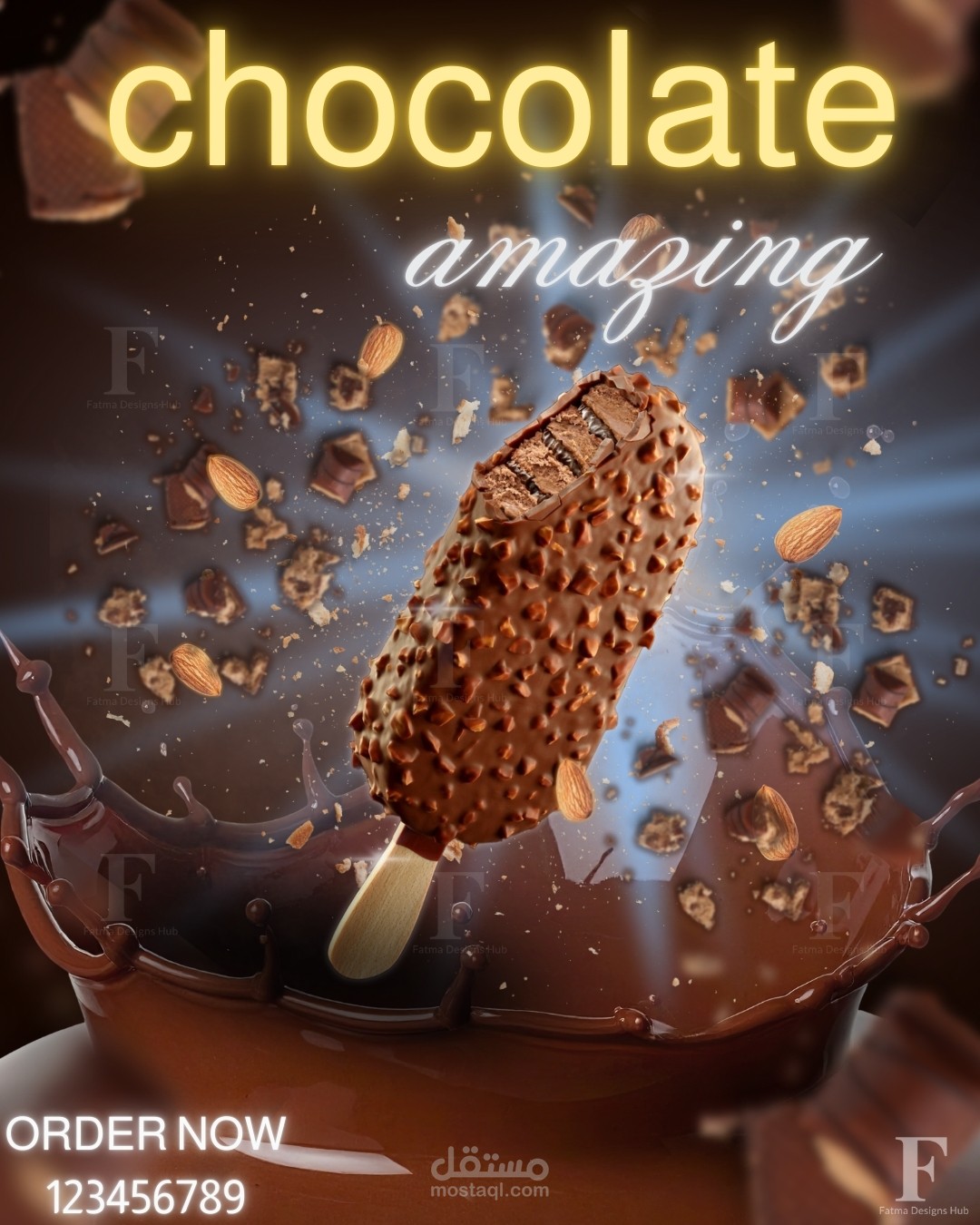 Luxury Chocolate Ice Cream Advertising Design
