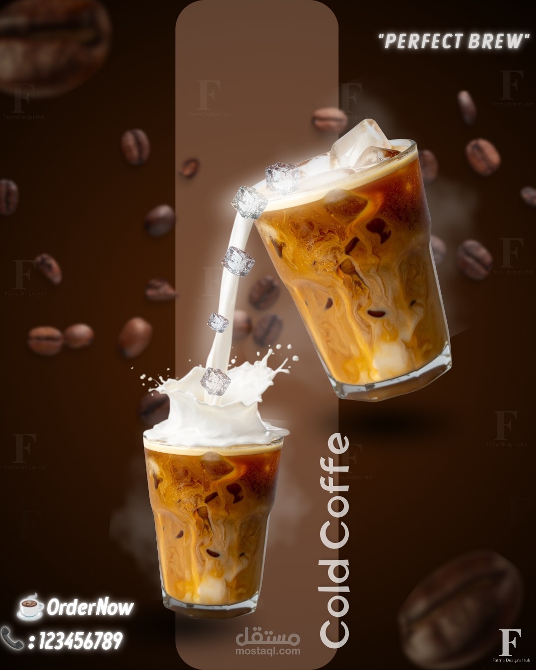 Creative Cold Coffee Advertising Design - Splash Concept