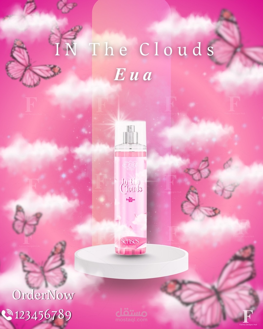 Dreamy Body Mist Advertising Design - "In The Clouds" Concept