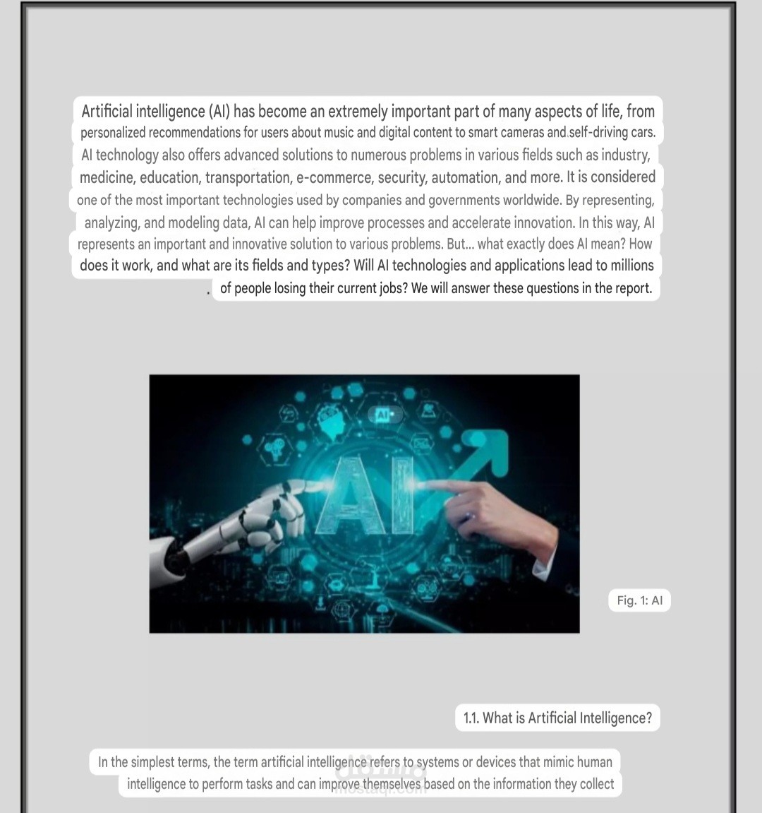 ترجمة مقال طبي/تقني متخصص ​وصف العمل: "قمت بترجمة مقال علمي متخصص من اللغة الإنجليزية إلى العربية الفصحى حول (أحدث تقنيات الذكاء الاصطناعي في الطب). .