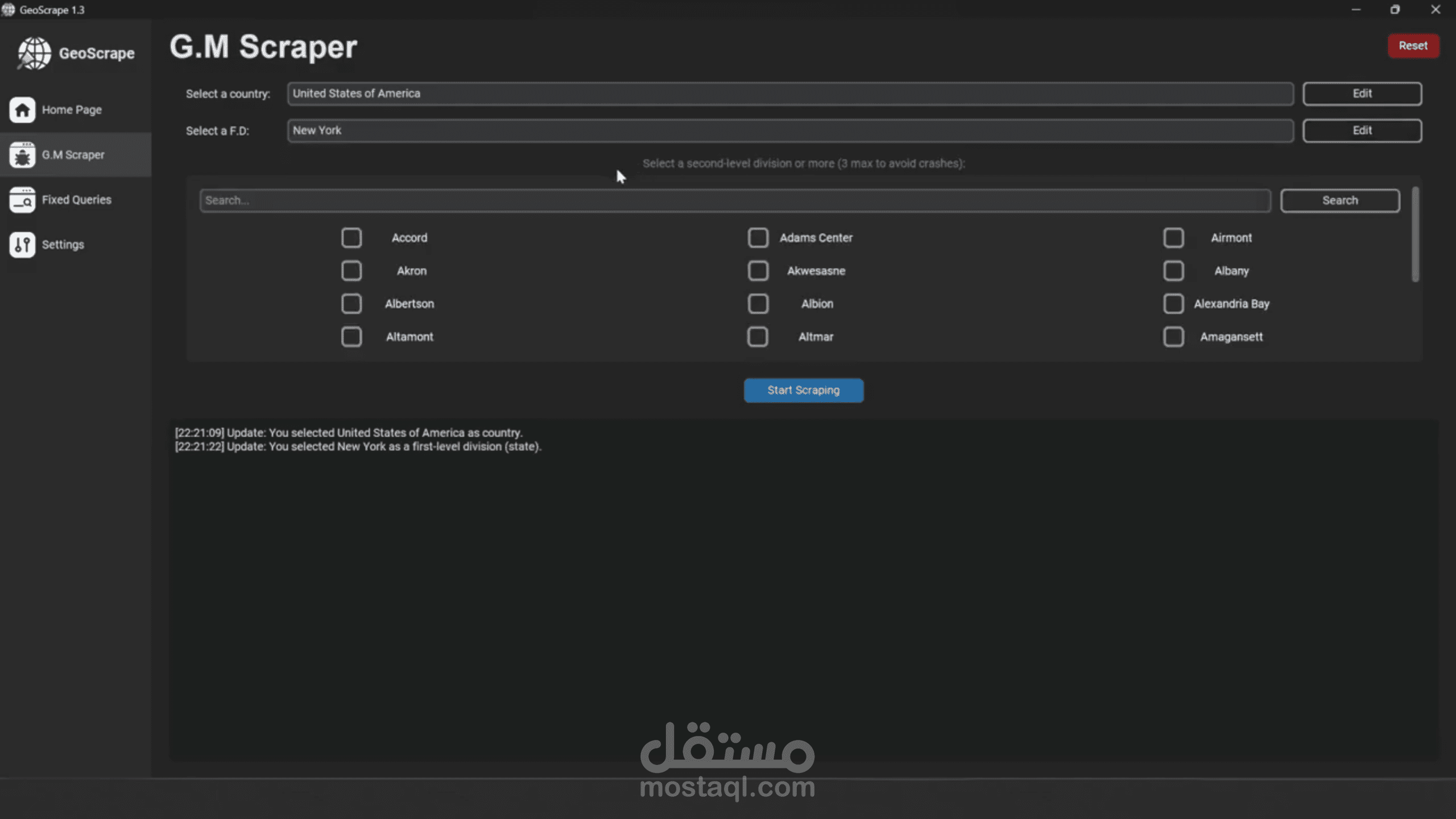 GeoScrape - استخراج بينات من خريطة جوجل