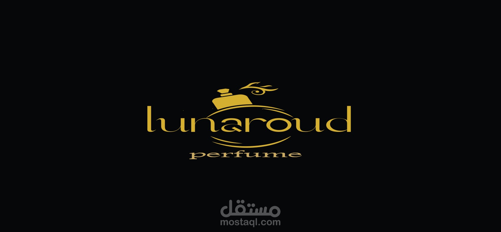 تصميم شعار فاخر لعلامة عطور "Lunaroud Perfume" بأسلوب أنيق وفخم