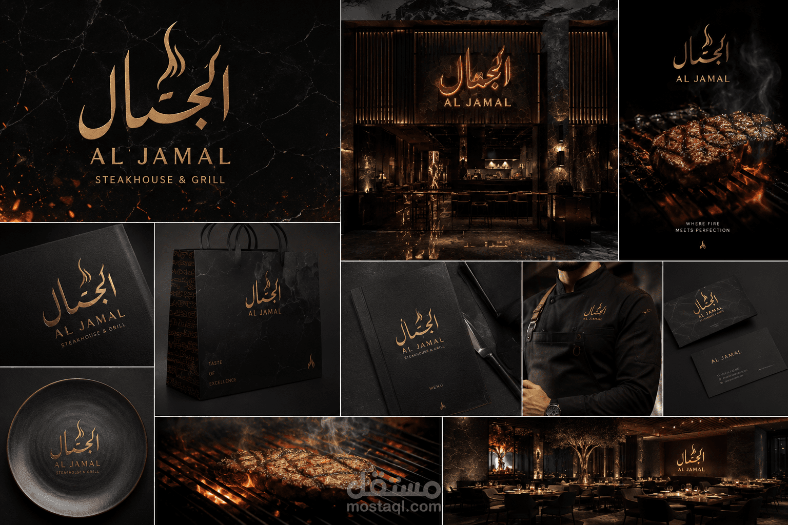 هوية بصرية فاخرة لمطعم ومشويات "الجمال | AL JAMAL Steakhouse & Grill"