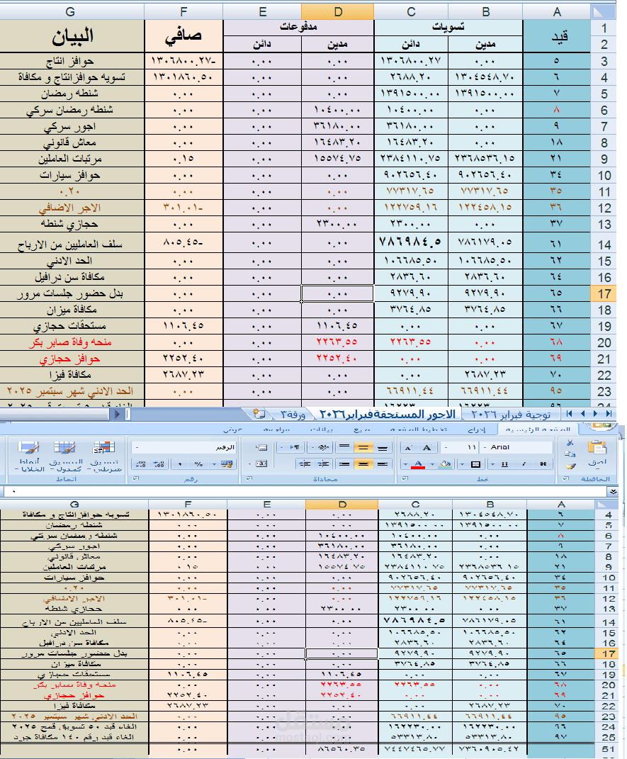اقفال حسابات شهرية واعداد ميزان مراجعه