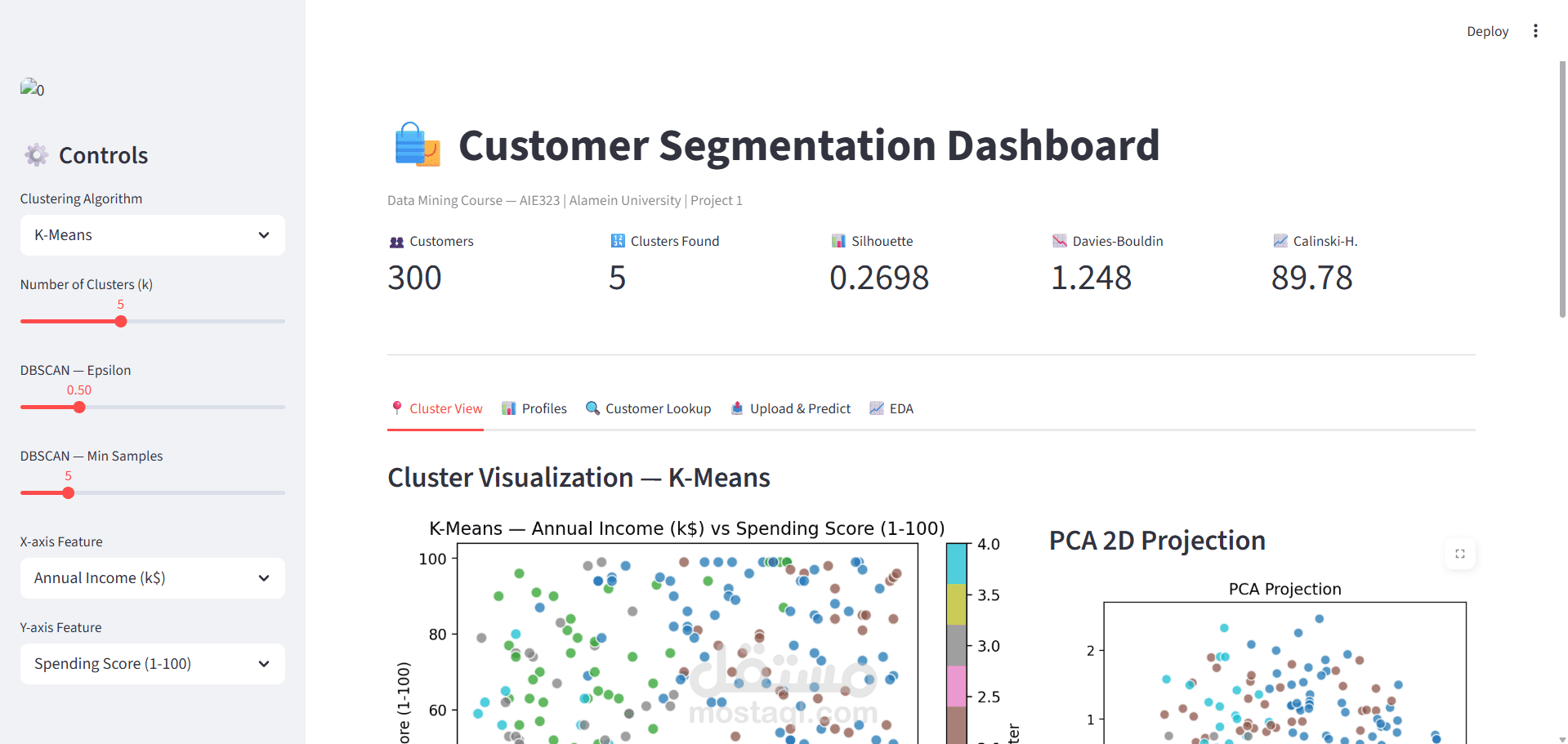 نظام ذكي لتقسيم العملاء (Customer Segmentation) باستخدام الذكاء الاصطناعي ولوحة تحكم Streamlit