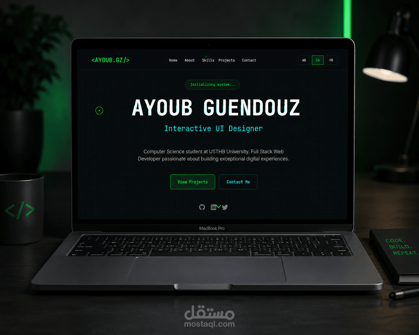 موقع تعريفي إحترافي porfolio