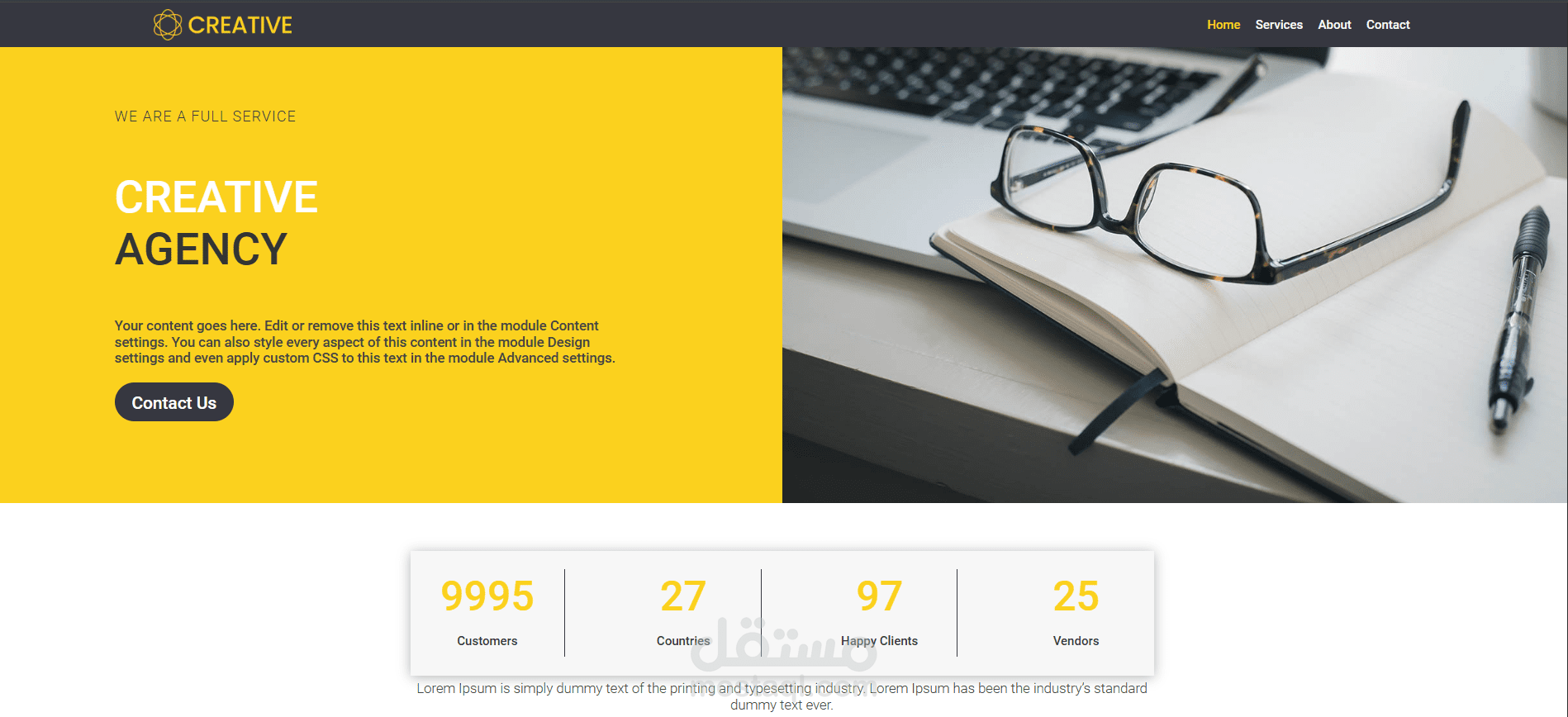 موقع وكالة إبداعية – تصميم وتطوير كامل- Creative Agency